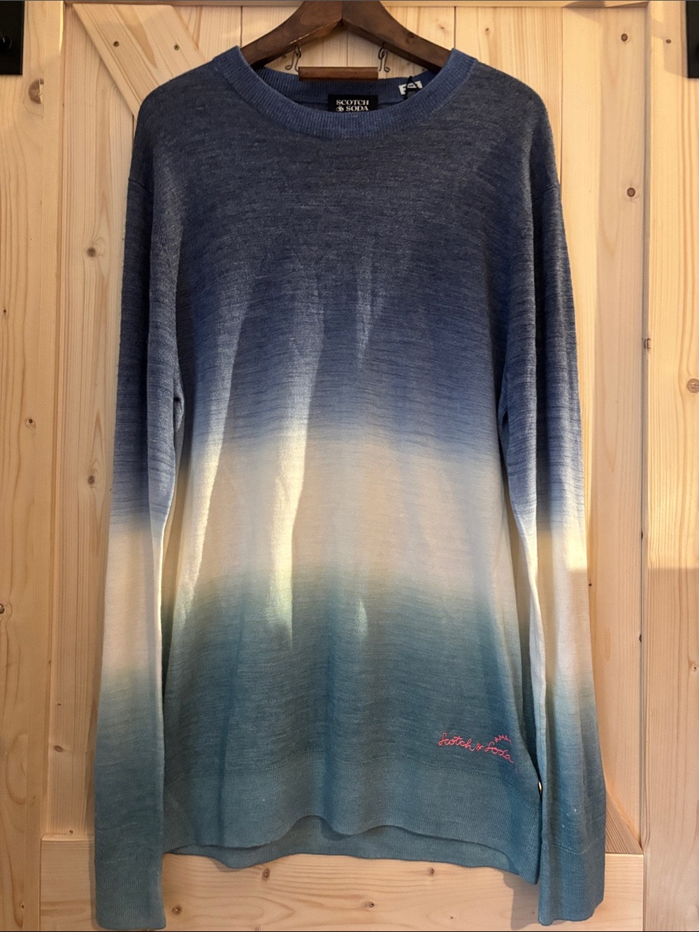 Scotch & Soda Blue, Cream & Teal Ombre Crewneck Sweater